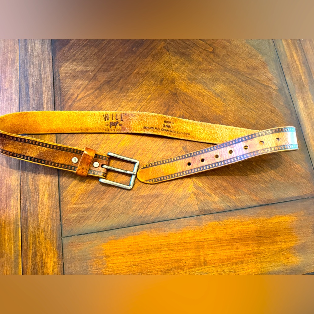 Will Leather Goods men’s leather belt SIZE 36 M/L, genuine saddle leather